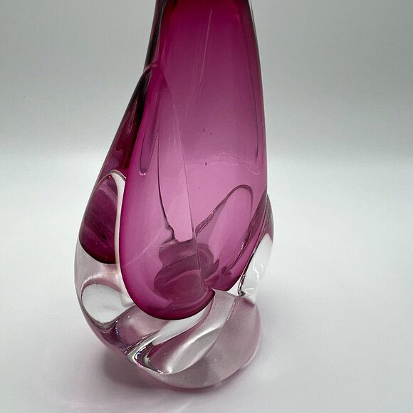 Pink Glass Bud Vase Signed by Unknown Artist, Dated 1989 - Unique Collectible - Picture 6 of 15